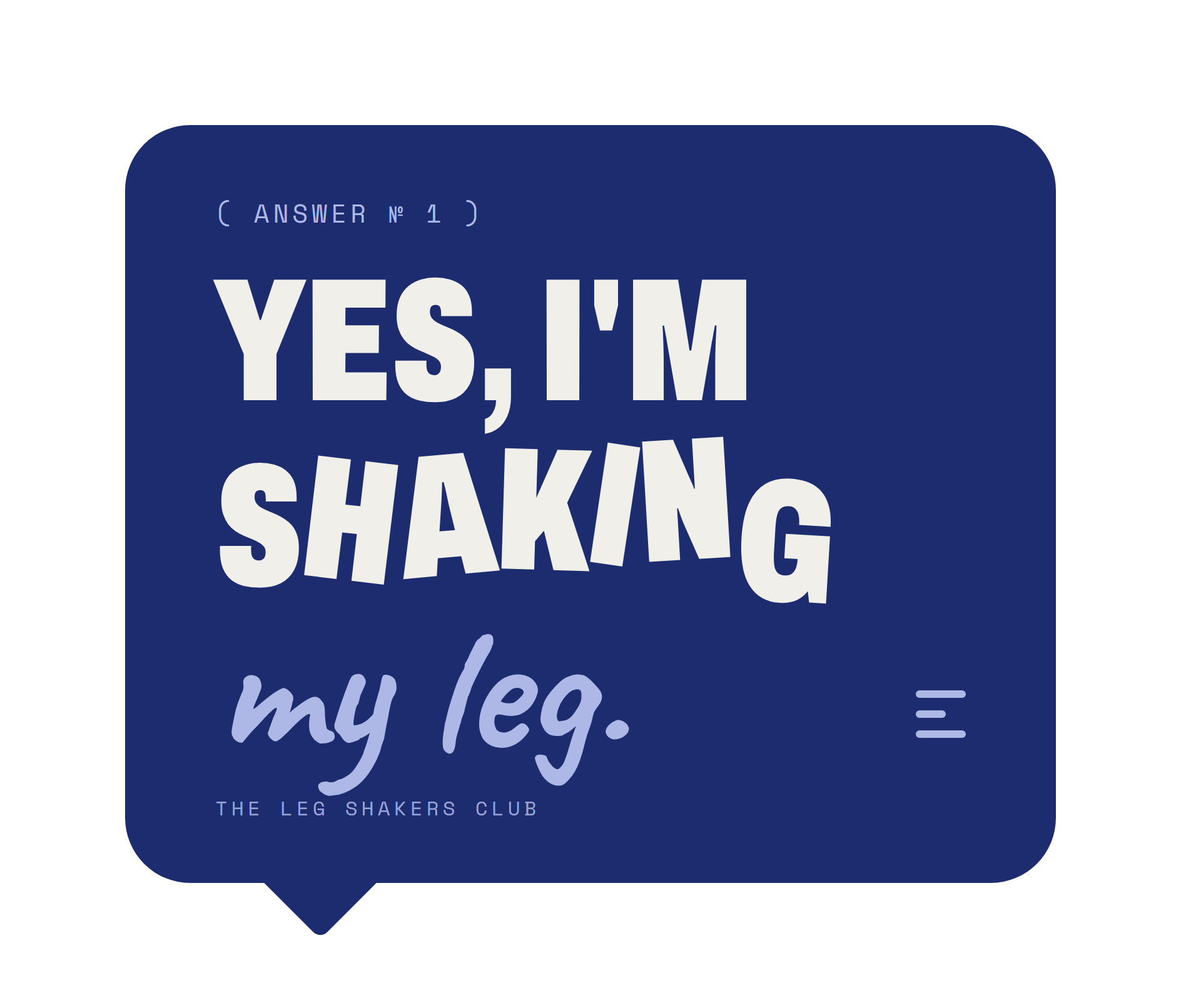 Yes, I’m shaking my leg sticker